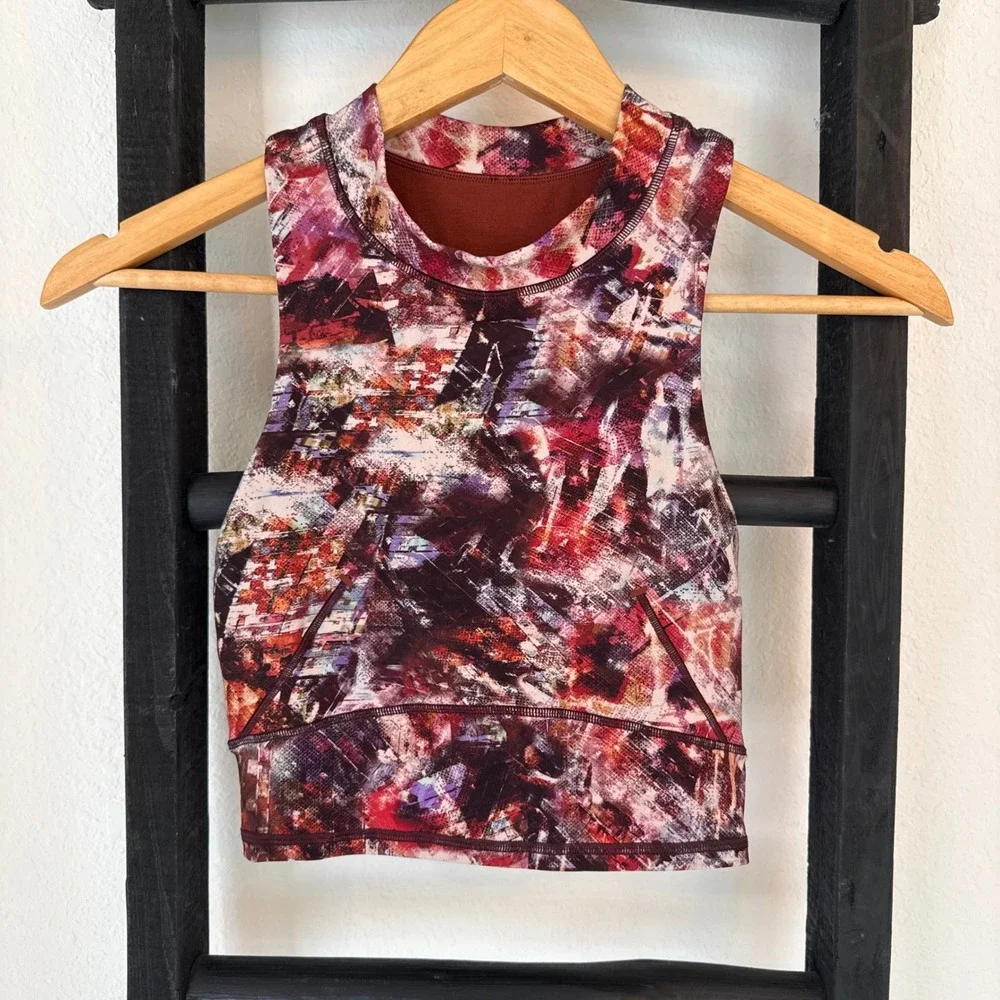 Lululemon Everlux High Neck Top Abstract Print Size 2‎